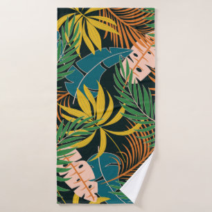Summer seamless tropical pattern with bright yello bath towel