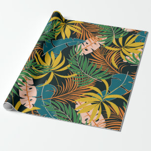 Summer seamless tropical pattern with bright yello wrapping paper