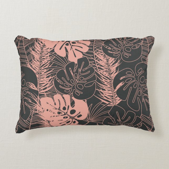 Summer seamless tropical pattern with monstera pal accent pillow (Front)