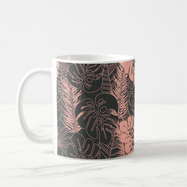 Summer seamless tropical pattern with monstera pal coffee mug (Left)