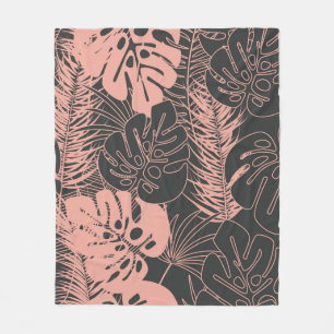 Summer seamless tropical pattern with monstera pal fleece blanket