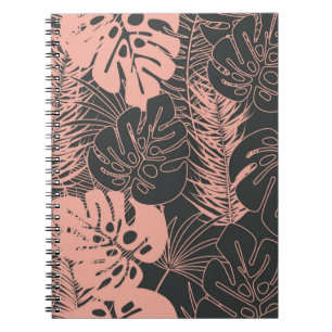 Summer seamless tropical pattern with monstera pal notebook
