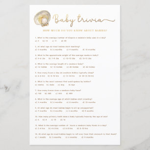 Summer Seashell Baby Trivia Baby Shower Game Sheet