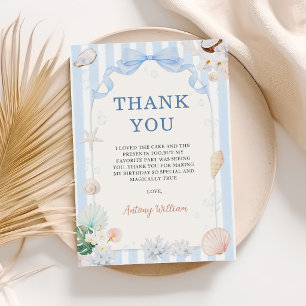 Summer Seashell Stripes Birthday Thank You Card