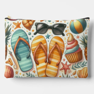 SUMMER SEASHELLS FLIP FLOPS AND ICE CREAM ACCESSORY POUCH