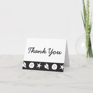 Summer Seashells in Black Thank You Card