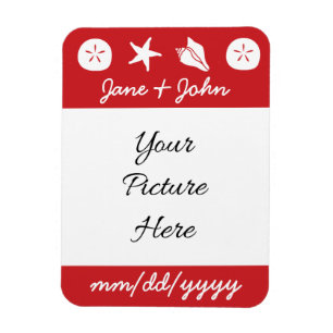 Summer Seashells in Cherry Save-the-Date Magnet