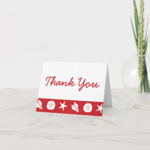 Summer Seashells in Cherry Thank You Card