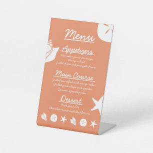 Summer Seashells in Coral Pedestal Sign