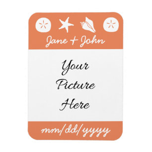 Summer Seashells in Coral Save-the-Date Magnet