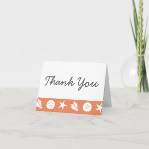 Summer Seashells in Coral Thank You Card
