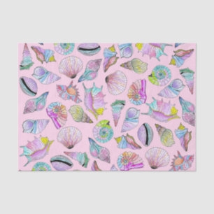 Summer Seashells in Girly Painted Watercolor Paint Tissue Paper