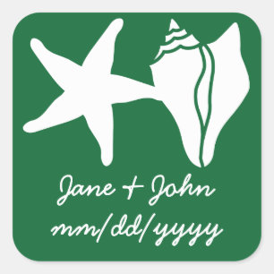 Summer Seashells in Green Sticker