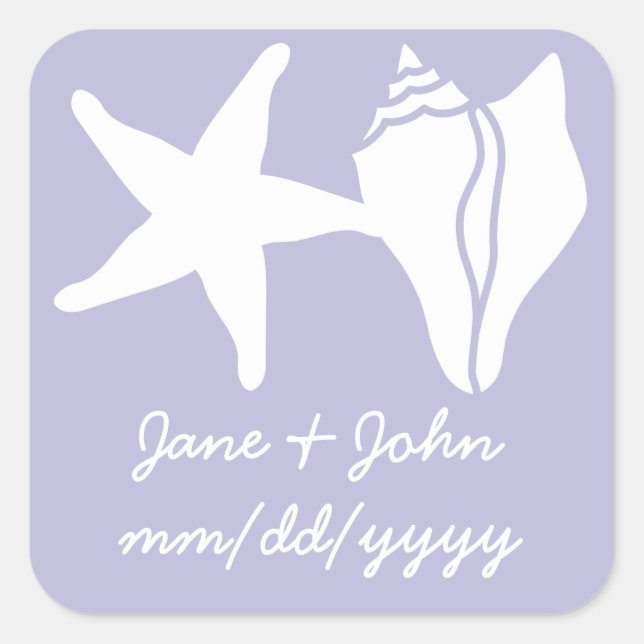 Summer Seashells in Lavender Sticker (Front)