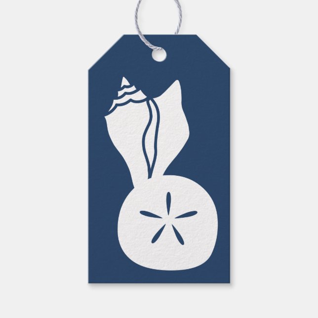 Summer Seashells in Navy Gift Tag (Front)