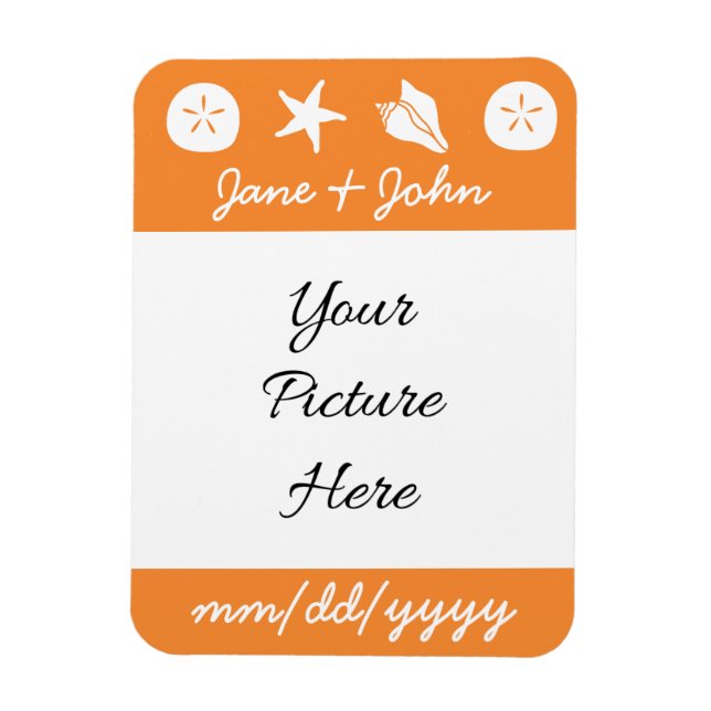 Summer Seashells in Orange Save-the-Date Magnet (Vertical)