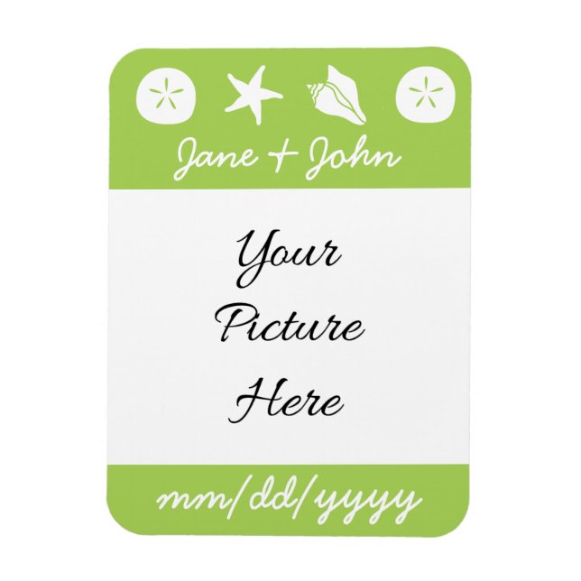Summer Seashells in Peridot Save-the-Date Magnet (Vertical)