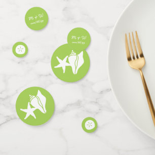 Summer Seashells in Peridot Table Confetti