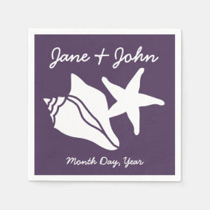 Summer Seashells in Purple Napkins