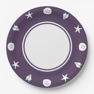 Summer Seashells in Purple Paper Plate