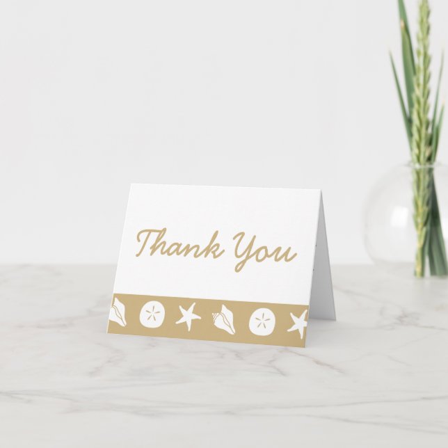 Summer Seashells in Sand Thank You Card (Front)