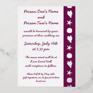 Summer Seashells in Wine Foil Invitation