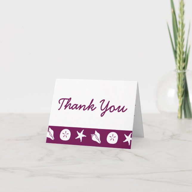Summer Seashells in Wine Thank You Card (Front)