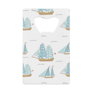 Summer Seatime Cute yachts with sail Credit Card Bottle Opener
