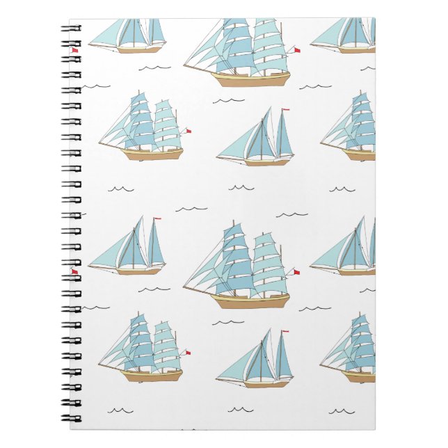 Summer Seatime Cute yachts with sail Notebook (Front)