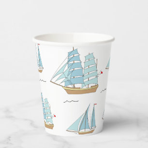 Summer Seatime Cute yachts with sail Paper Cups