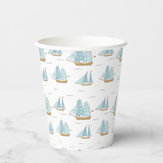 Summer Seatime Cute yachts with sail Paper Cups (Front)