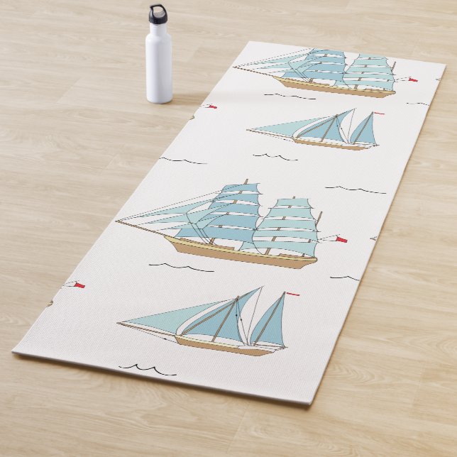 Summer Seatime Cute yachts with sail Yoga Mat (In Situ)