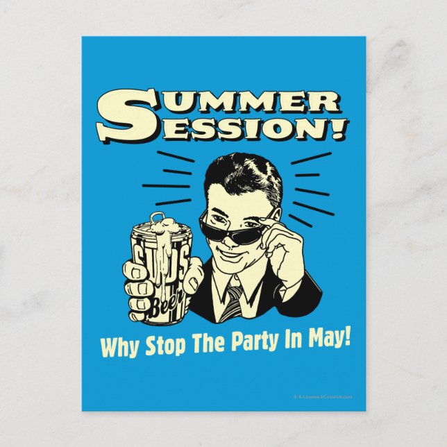 Summer Session: Why Stop the Party Invitation Postcard (Front)