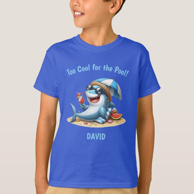 Summer Shark Birthday T-Shirt | Editable (Front)
