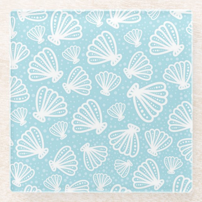 Summer Shell Pattern Glass Coaster (Front)