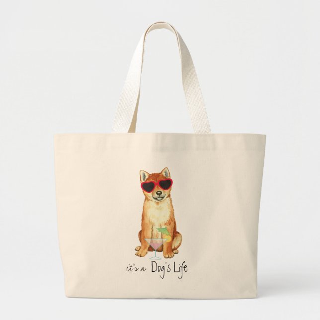 Summer Shiba Inu Large Tote Bag (Front)