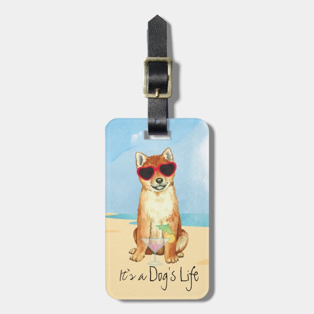 Summer Shiba Inu Luggage Tag (Front Vertical)