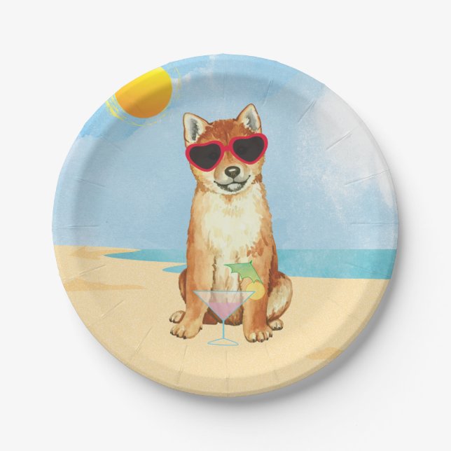 Summer Shiba Inu Paper Plate (Front)