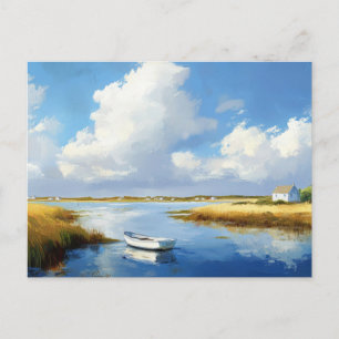 Summer Shore Scene Coastal Art Postcard