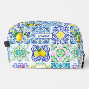 Summer Sicilian citrus Mediterranean azulejo Dopp Kit