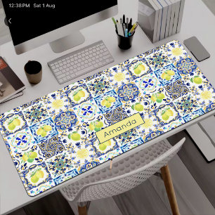 Summer Sicilian citrus Mediterranean majolica Desk Mat