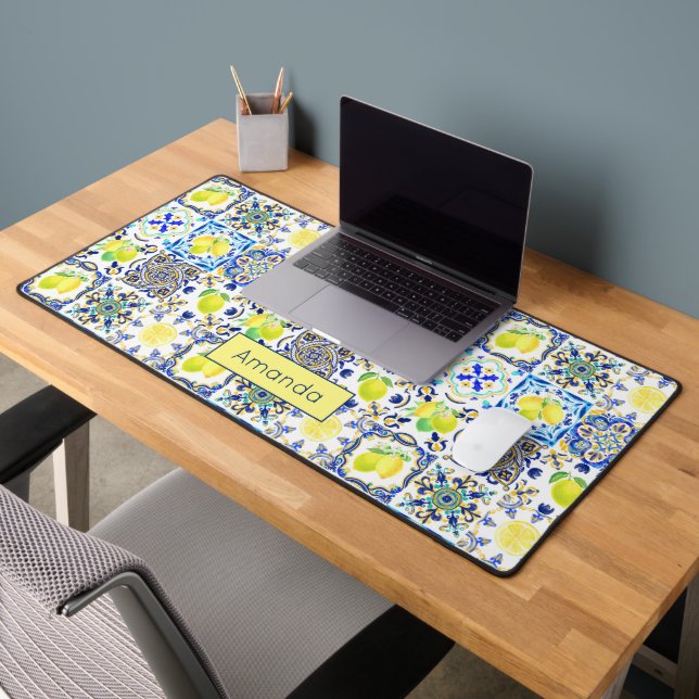 Summer Sicilian citrus Mediterranean majolica Desk Mat (Office 2)