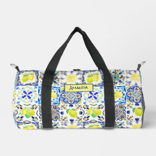 Summer Sicilian citrus Mediterranean majolica Duffle Bag