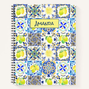 Summer Sicilian citrus Mediterranean majolica Notebook