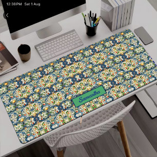 Summer, Sicilian Mediterranean oranges majolica Desk Mat