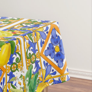 Summer ,Sicilian tiles ,citrus,majolica Short  Tablecloth