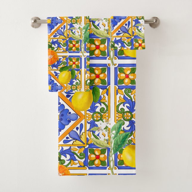 Summer ,Sicilian tiles ,citrus,oranges,majolica    (En situation)