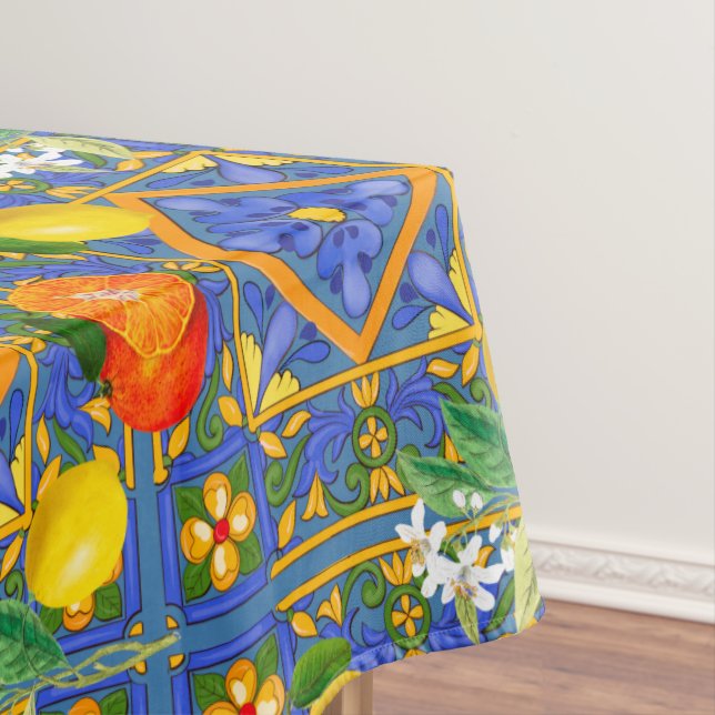 Summer ,Sicilian tiles ,citrus,oranges,majolica    Tablecloth (In Situ)