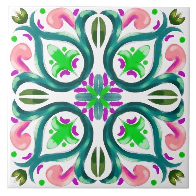 Summer ,Sicilian tiles ,majolica,ceramic tile  (Front)