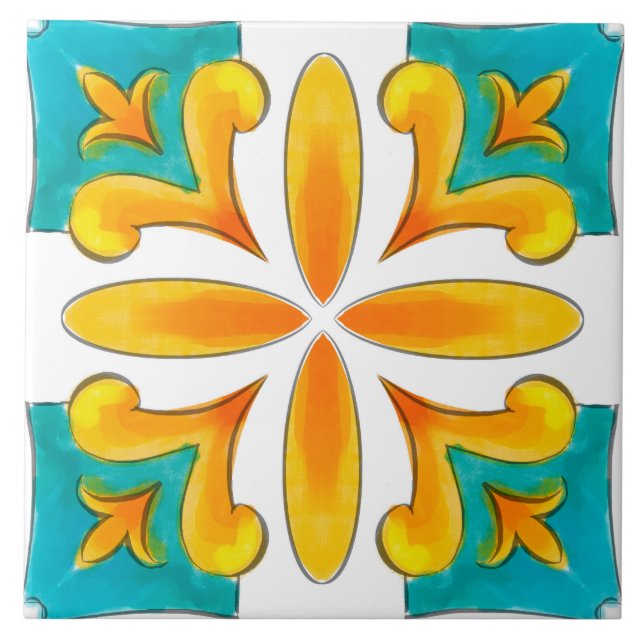 Summer ,Sicilian tiles ,majolica,ceramic tile  (Front)